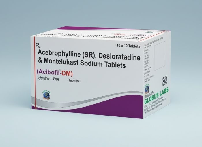 Acebrophylline (SR), Desloratadine & Montelukast Sodium Tablets