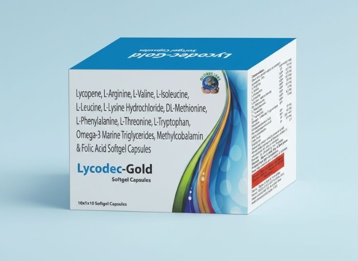 Lycopene, L-Arginine, Essential Amino Acids, Omega-3 Marine Triglycerides, Methylcobalamin & Folic Acid Soft Gelatin Capsules