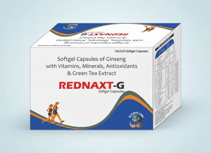 Softgel Capsules of Ginseng with Vitamins, Minerals, Antioxidants & Green Tea Extract